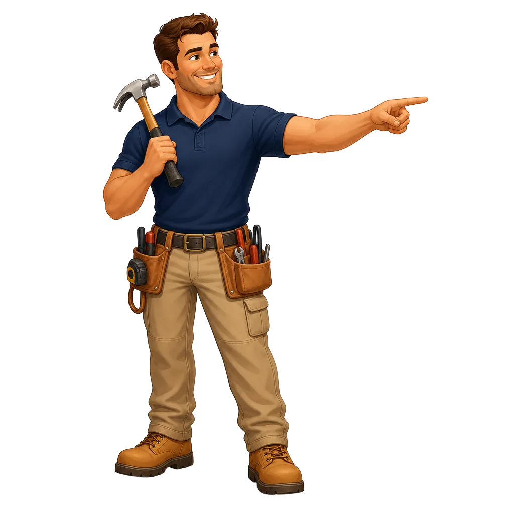 Friendly Roofing Experts Australia roofer pointing towards the enquiry form